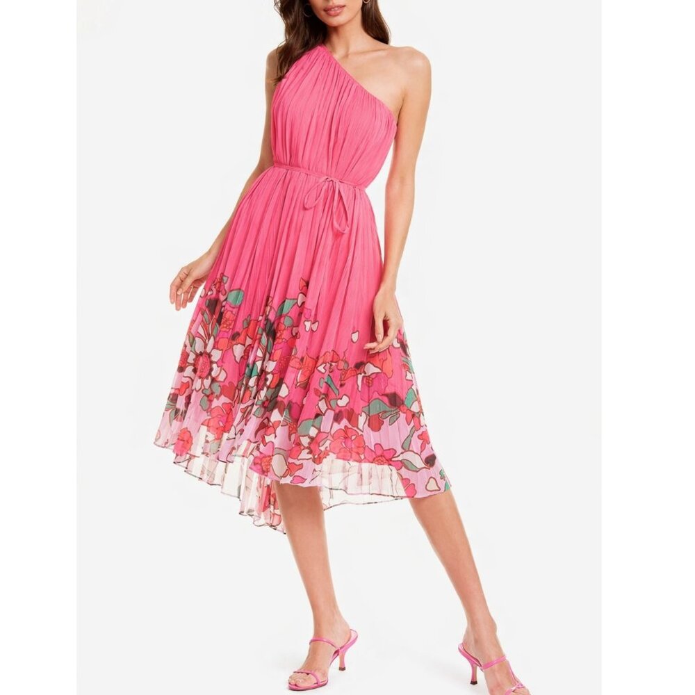 NWT Ted Baker Floral Pleated Asymmetrical Dress– Wedding & Party Ready